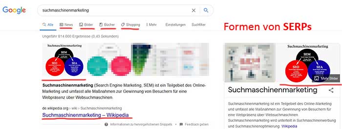 Erklärung Definition Google SERP - Search Engine Result Page