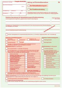Antrag auf Kostenübernahme: Rehasportverordnung Formular 56